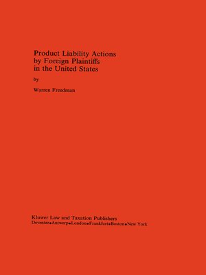 cover image of Product Liability Actions by Foreign Plaintiffs in the United States